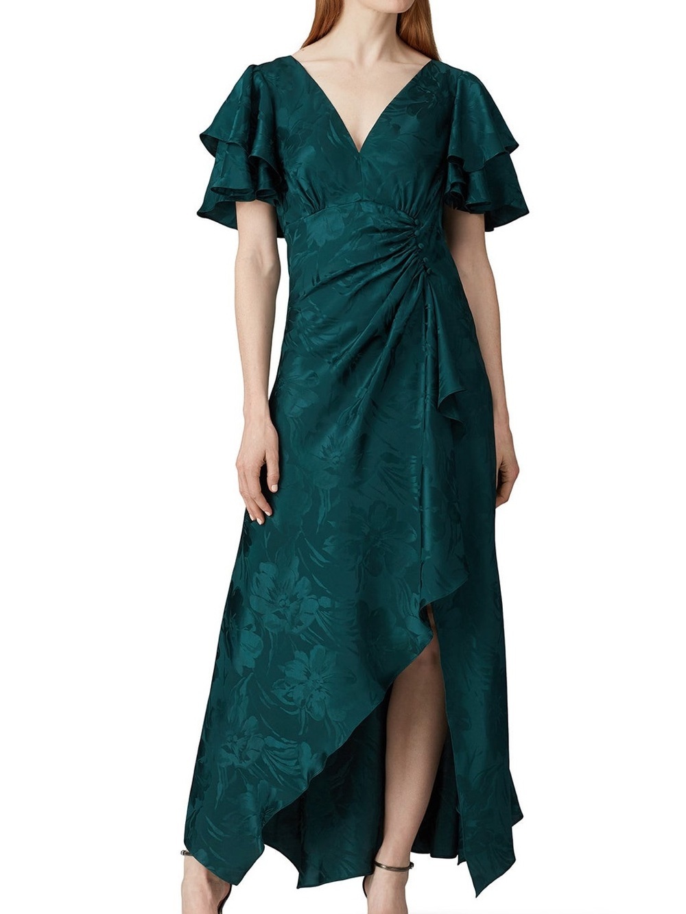 Tanya Taylor Green Silk Clementine Ruffle Maxi Dress | ASO Tell Me Lies - US 6